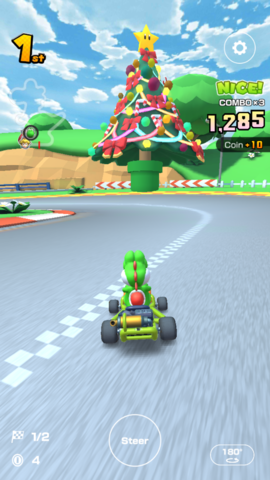 Yoshi Circuit: Between the finish line and the entrance in the Yoshi Tunnel