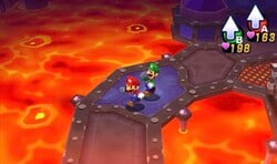 Screenshot of the interior of Neo Bowser Castle in Mario & Luigi: Dream Team