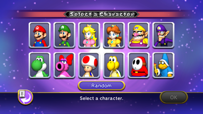 The character selection screen