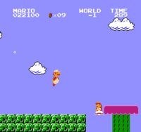 Minus World, the glitch from Super Mario Bros. (Disk System version).