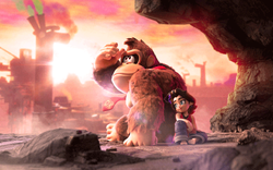 A banner image used in Nintendo Music in the "Recent highlights" section on September 18, 2025, which linked to the Special Release: Donkey Kong Bananza playlist, accompanied by the text "To celebrate the release of the game's DLC, nine tracks from the Donkey Kong Bananza game have been added as a special release!"