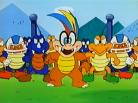 Iggy, Koopa Troopas, Chargin' Chucks, and Rexes in Super Mario World: Mario to Yoshi no Bōken Land.