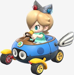 Artwork of Baby Rosalina in a Biddybuggy from Mario Kart 8.