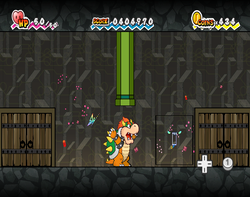 Bowser using Fleep to uncover a Poison Shroom in Floro Caverns of Chapter 5-4 of Super Paper Mario.