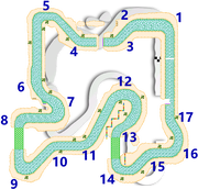 The Mario Kart: Super Circuit track layout superimposed over the Mario Kart 8 Deluxe track layout