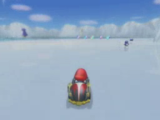Baby Mario racing on N64 Sherbet Land