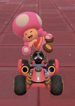 Toadette performing a trick.