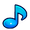 A blue note, the symbol used for easy Harmony Hustle levels.