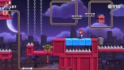 Screenshot of Twilight City level 8-6 from the Nintendo Switch version of Mario vs. Donkey Kong