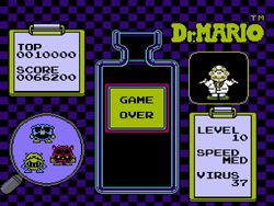 The image for "Game Over" from Dr. Mario for Nintendo Entertainment System on Nintendo Music.