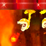 Squared screenshot of a Gold Fire Piranha Plant from New Super Mario Bros. 2.