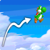 Yoshi performing a Flutter Jump.