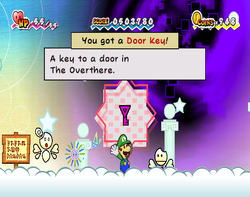 Luigi getting a Door Key from Sunbi in The Overthere of Super Paper Mario.