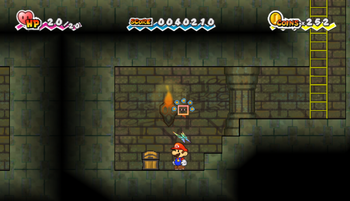 First treasure chest in Yold Ruins of Super Paper Mario.
