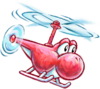 Artwork of Helicopter Yoshi from Yoshi's New Island.