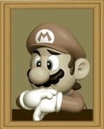 Artwork of Mario trapped in his portrait for Luigi's Mansion for Nintendo 3DS.