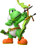 Yoshi with a bow.