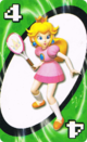 The Green Four card from the Nintendo UNO deck (featuring Princess Peach)