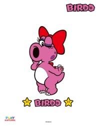 Fully-colored picture of Birdo from a paint-by-number activity