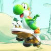 A big skateboard-like creature from Yoshi and the Mysterious Book