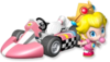 Artwork of Baby Peach with her kart from Mario Kart Wii