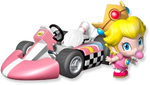 Artwork of Baby Peach with her kart from Mario Kart Wii