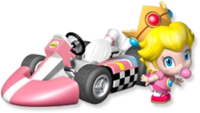 Artwork of Baby Peach with her kart from Mario Kart Wii