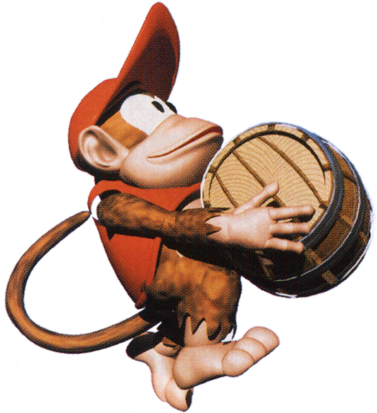 File:Diddy carrying barrel DKC artwork.png