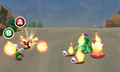 Luigi using his Fire Flower Bros. Attack.