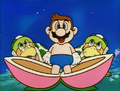 Mario being born from a peach.