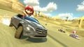 Mario driving a silver GLA on GCN Dry Dry Desert