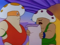 Mushroom Marauder and Jake the Crusher Fungus in The Adventures of Super Mario Bros. 3