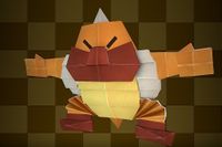An origami Boss Sumo Bro from Paper Mario: The Origami King.