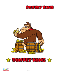 Fully-colored picture of Donkey Kong from a paint-by-number activity