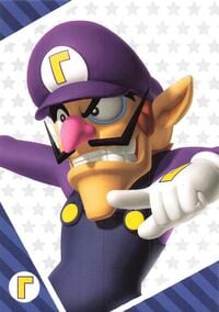 Waluigi close-up card from the Super Mario Trading Card Collection