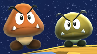 Data-rendered screenshot showing the size difference between a Goomba and a Mini Goomba in Super Mario Galaxy
