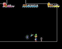 Luigi finding a Castle Bleck Key in Castle Bleck Foyer of Super Paper Mario.