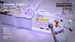 An image of  Donkey Kong Bananza's map screen in the Freezer Layer.