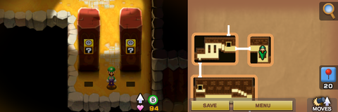 First two blocks in Guffawha Ruins of Mario & Luigi: Superstar Saga + Bowser's Minions.