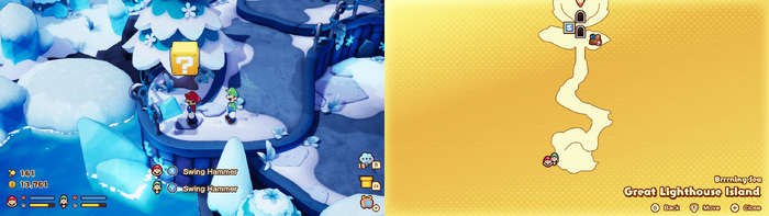 First block in the Brrning Sea Great Lighthouse Island from Mario & Luigi: Brothership