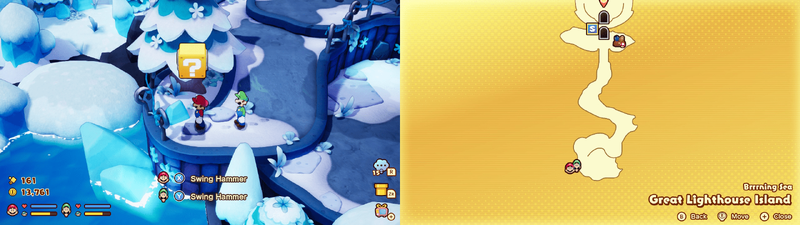 First block in the Brrning Sea Great Lighthouse Island from Mario & Luigi: Brothership