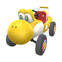 The Yellow Turbo Yoshi from Mario Kart Tour