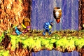 The Kongs find a Krumple at a Booster Barrel in the Game Boy Advance version