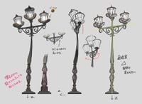 Concept art of the lampposts of Bonneton in Super Mario Odyssey.
