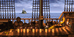 A full view of the Gang-Plank Galleon arena in Donkey Kong Country
