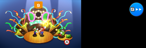 Mario and Luigi getting Hee Beans from the Prospector in Hoohoo Mountain of Mario & Luigi: Superstar Saga + Bowser's Minions.