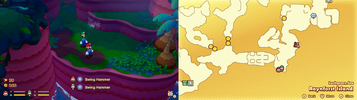 Third hidden block in Raynforst Island from Mario & Luigi: Brothership.