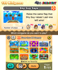 Minigame selection screen from Mario Party: The Top 100