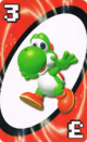 The Red Three card from the Nintendo UNO deck (featuring Yoshi)