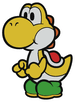 A Yellow Yoshi in Paper Mario: Color Splash.